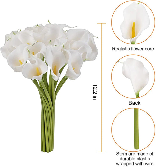 5/10/15/20 piezas de flores artificiales de cala con tacto real – Ramo de calas falsas realistas para arreglos de boda nupciales, decoración del hogar y decoración floral