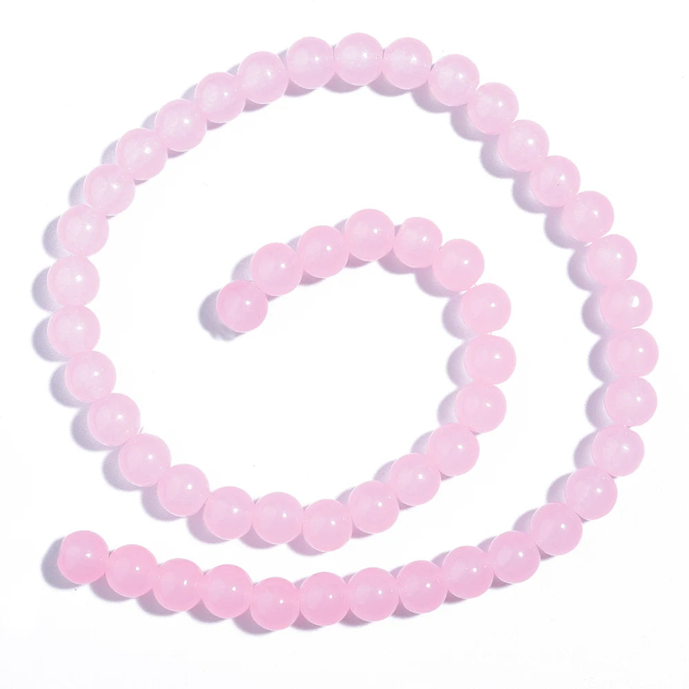 1 brin de perles de verre unies 6/8mm – Perles rondes intercalaires lâches pour la fabrication de bijoux DIY, bracelets faits main, colliers et accessoires d'artisanat