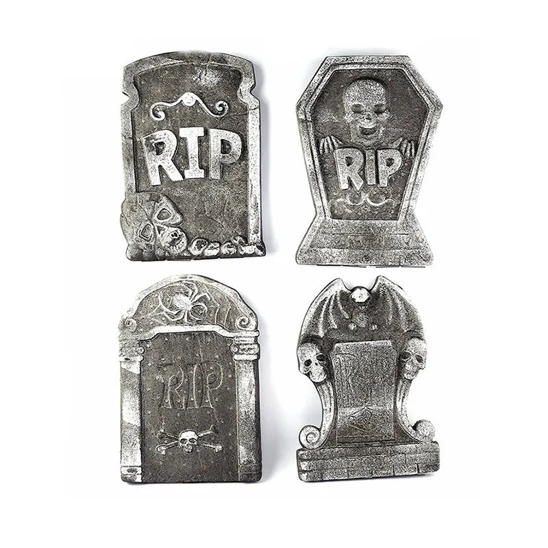 1PC Halloween Foam Skeleton Tombstone Decoration – Grave Bat & Ghost Horror Prop for Haunted Houses, Halloween Parties & Spooky Home Decor