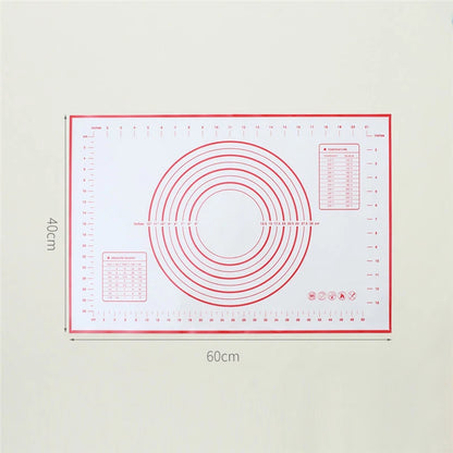 Tapete de silicona para hornear - Tapete antiadherente para amasar masa de 40/50/60 cm, lámina grande de cocina para extender masa para pizza, pan, pastel y preparación de horneado, almohadilla reutilizable de grado alimenticio