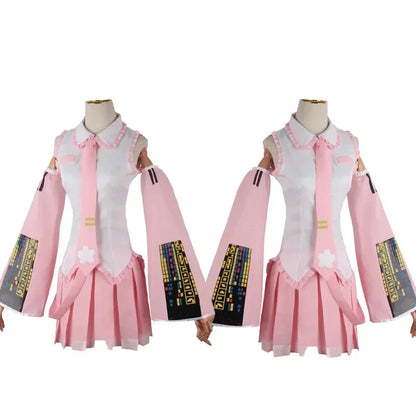 Hatsune Miku Cosplay Costume – Sakura Cherry Blossom Outfit with Wig (Girls Halloween Performance Set)