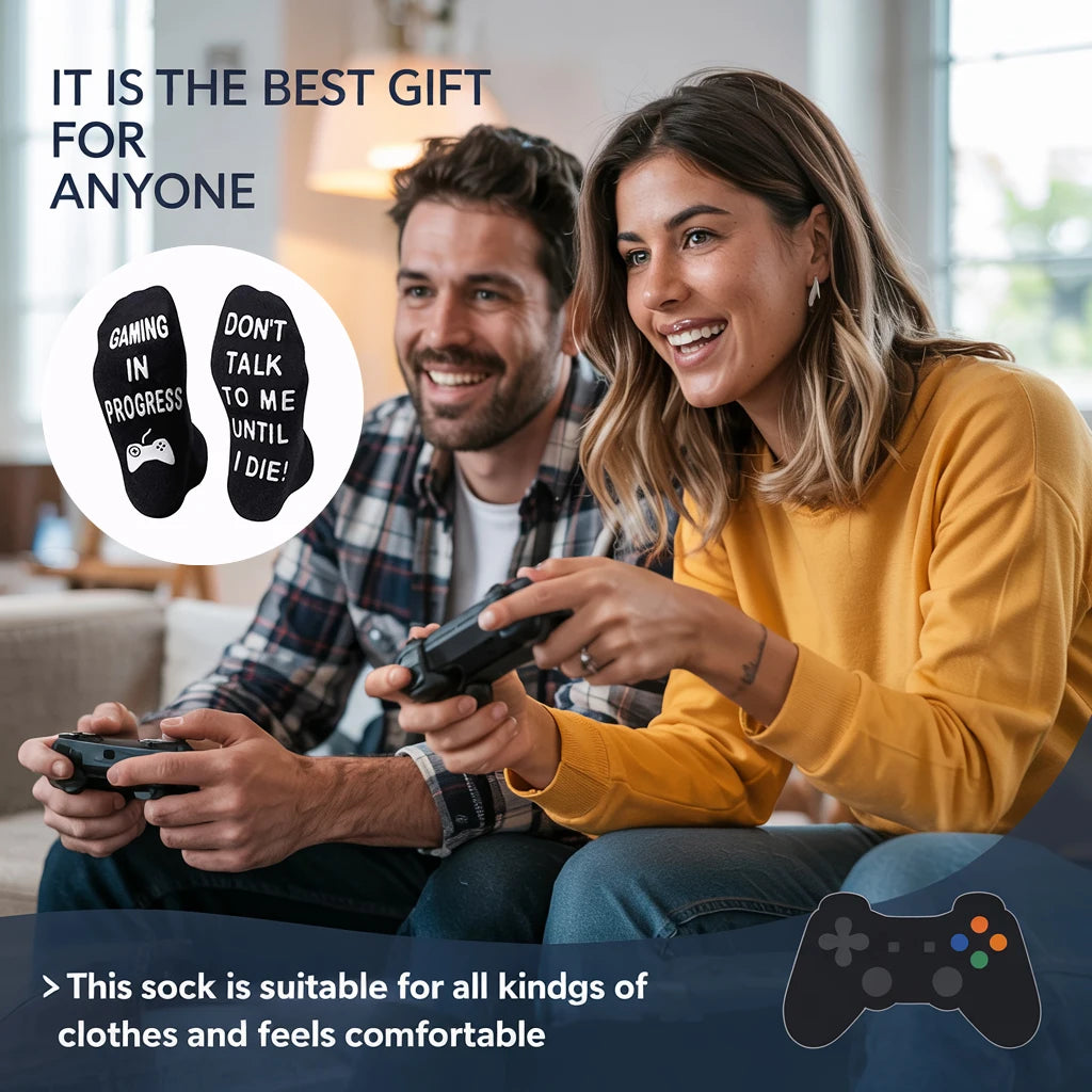Funny Gaming Socks for Men & Boys – “Gaming in Process” Novelty Video Game Socks, Gamer Gift Idea
