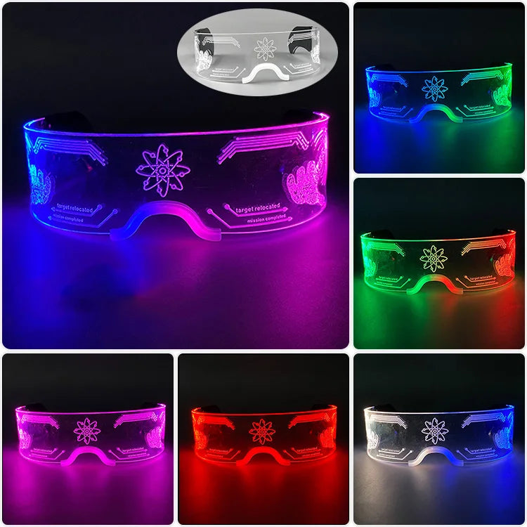 Gafas LED ciberpunk luminosas – Gafas futuristas con luz para cosplay, raves y fiestas de Halloween