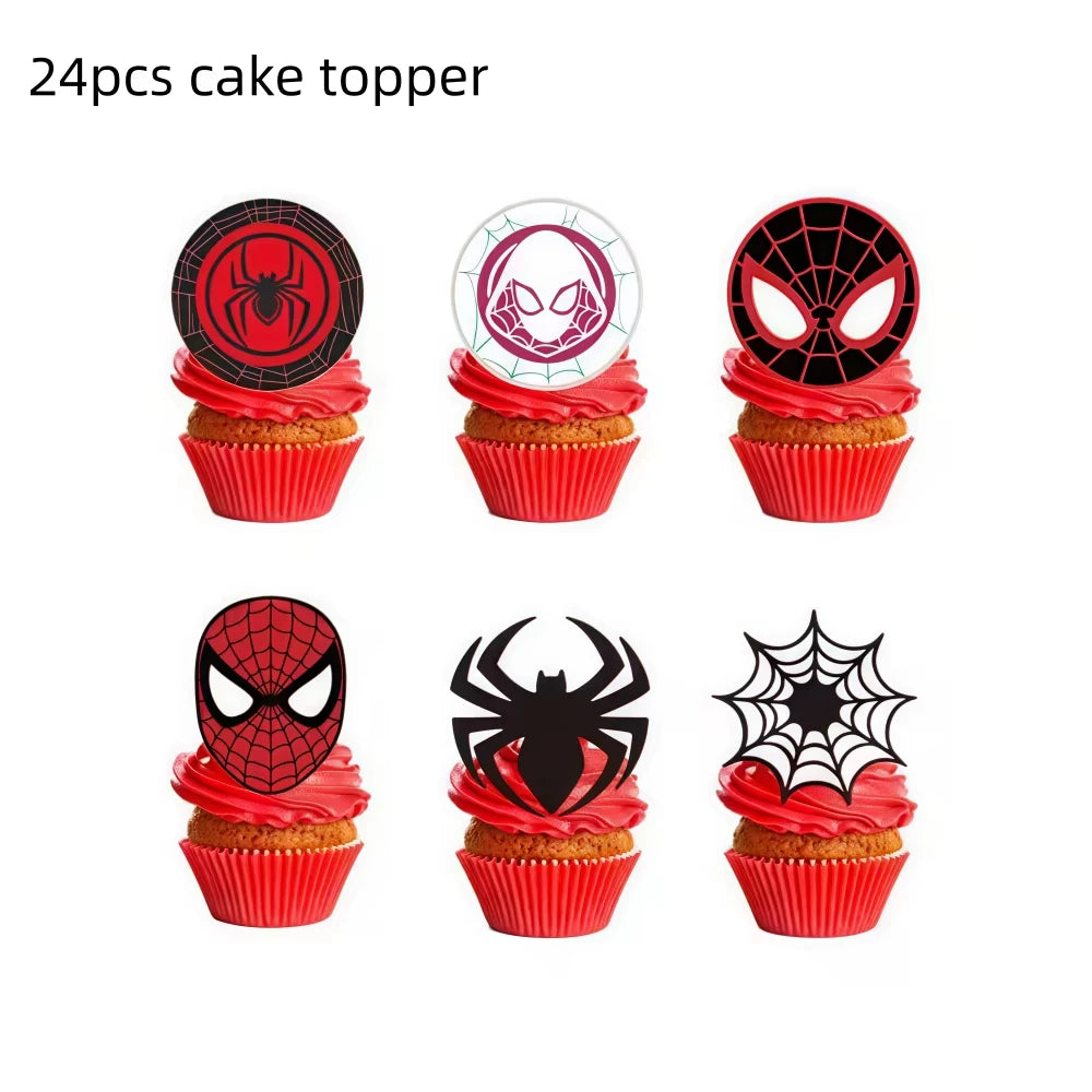 Spider Hero Birthday Party Supplies Set – Kids' Party Tableware Kit with Plates, Cups, Tablecloth, Backdrop, Balloons & Decorations