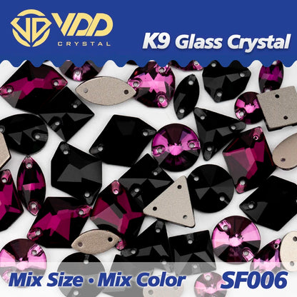 Strass à coudre en cristal K9 AB Mix – Pierres plates en verre AAAAA pour vêtements, robes de mariée et projets de bricolage