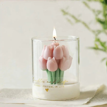 Handmade Tulip Bouquet Candle – Scented Soy Wax Aromatherapy Candle for Weddings, Birthdays, Parties & Home Decoration