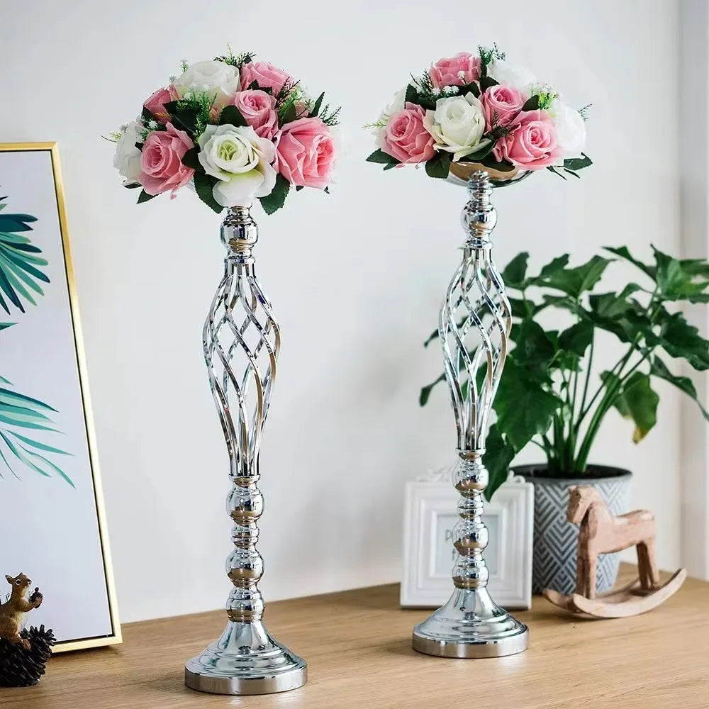 Gold Iron Candle Holder Vase – Twisted Path Table Centerpiece for Wedding Flowers, Home Decor, Wedding Props & Table Arrangements