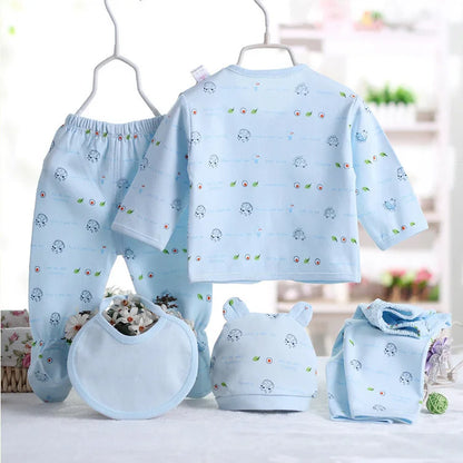 5PCS Baby Hedgehog Clothing Set – Pure Cotton Newborn Underwear Outfit for 0–3 Months Spring & Autumn