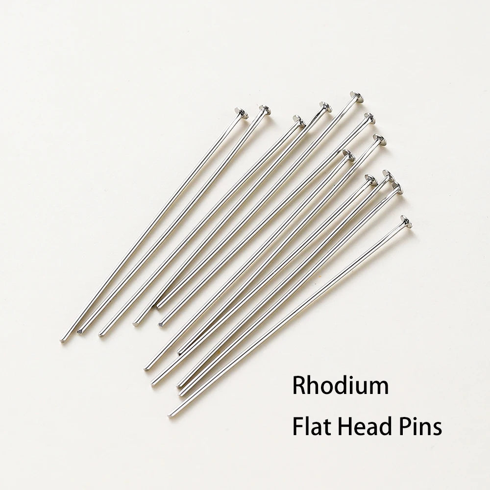 100-Piece 14K & 18K Gold Plated Brass Head Pins Set (16–50mm) – Ball, Flat & Eye Pins for DIY Jewelry Making & Crafts