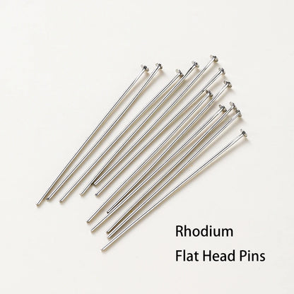 100-Piece 14K & 18K Gold Plated Brass Head Pins Set (16–50mm) – Ball, Flat & Eye Pins for DIY Jewelry Making & Crafts