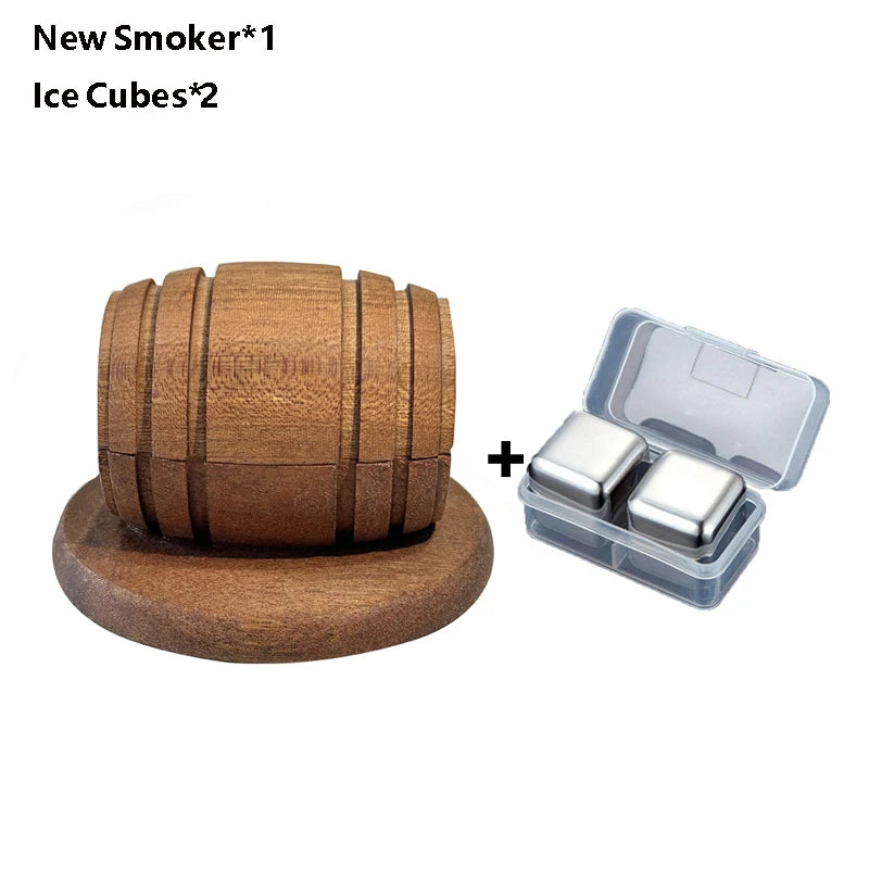 Cocktail Smoker Kit with Apple, Cherry, Oak & Pecan Wood Chips – Whiskey Drink Smoker with Wooden Smoking Hood for Bar & Kitchen