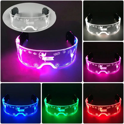 LED Luminous Party Glasses – Futuristic Rainbow Space & Robot Rave Goggles with Star Lights for Concerts, DJ Events, Masquerade & Y2K Parties