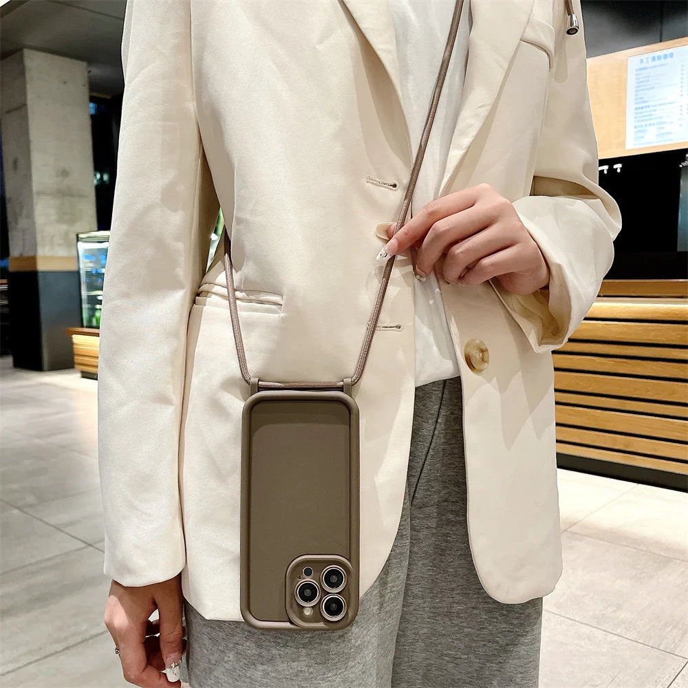 Funda Cruzada para Teléfono con Cordón Ajustable – Cubierta Protectora Suave para iPhone 17, 16, 16E, 15, 14, 13, 12, 11, X, XS, 8 Plus y SE 2022, Funda para Teléfono de Hombro con Manos Libres