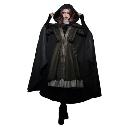 Halloween Party Women Cosplay Costume | Anime Game Style Hooded Cape Dress | Full Outfit Casual Party Wear
