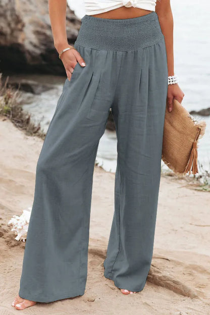 Pantalon ample décontracté pour femme, taille mi-haute avec cordon de serrage, style européen et américain, idéal pour la plage au printemps et en été