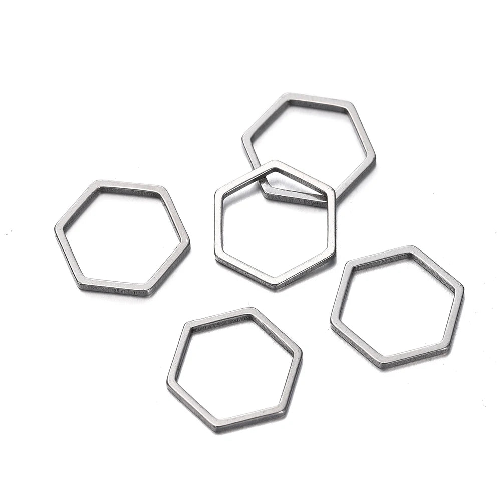 10 breloques géométriques creuses en acier inoxydable pour bijoux – Connecteurs de pendentif pour boucles d'oreilles, colliers et fabrication de bijoux