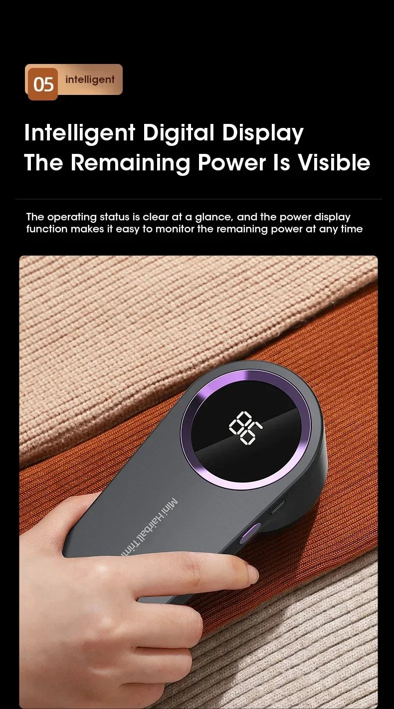Rechargeable Electric Fabric Shaver – Portable Lint & Fuzz Remover with LED Display for Clothes & Upholstery