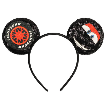 Diadema de orejas de Mickey Mouse de Lilo & Stitch – Lazo de lentejuelas de 5" Accesorio para el cabello de dibujos animados para mujeres y niñas | Diadema para fiestas y festivales
