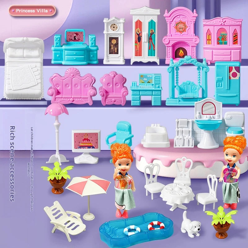 3D DIY Fantasy Princess Castle Villa Assembly Doll House Set – Creative Building Toys for Girls, Home Play & Kids 3D Educational Toy Kit
