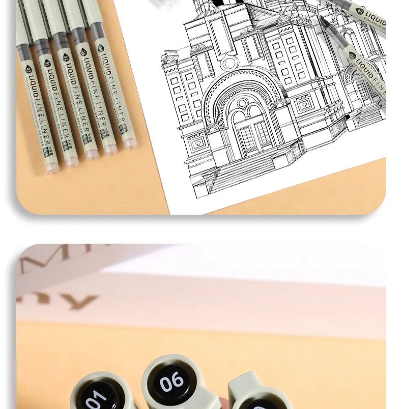 Set de marqueurs Manga – Stylos à croquis à pointe fine 5/8 pièces pour le dessin, l'illustration, la calligraphie et les fournitures scolaires