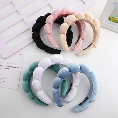 Diadema Retro Acolchada de Terciopelo – Diadema de Esponja Acolchada para Mujeres y Niñas | Accesorio de Moda para Maquillaje y Peinado