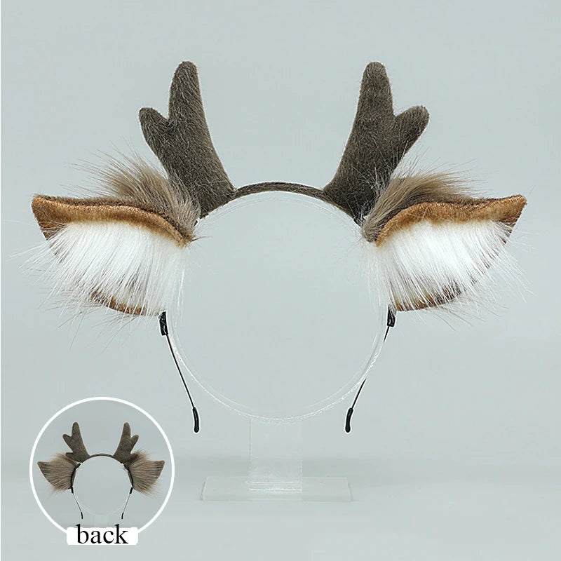 Cute Plush Deer Antler Headband for Women – Christmas Cosplay Lolita Hair Hoop Party Accessory