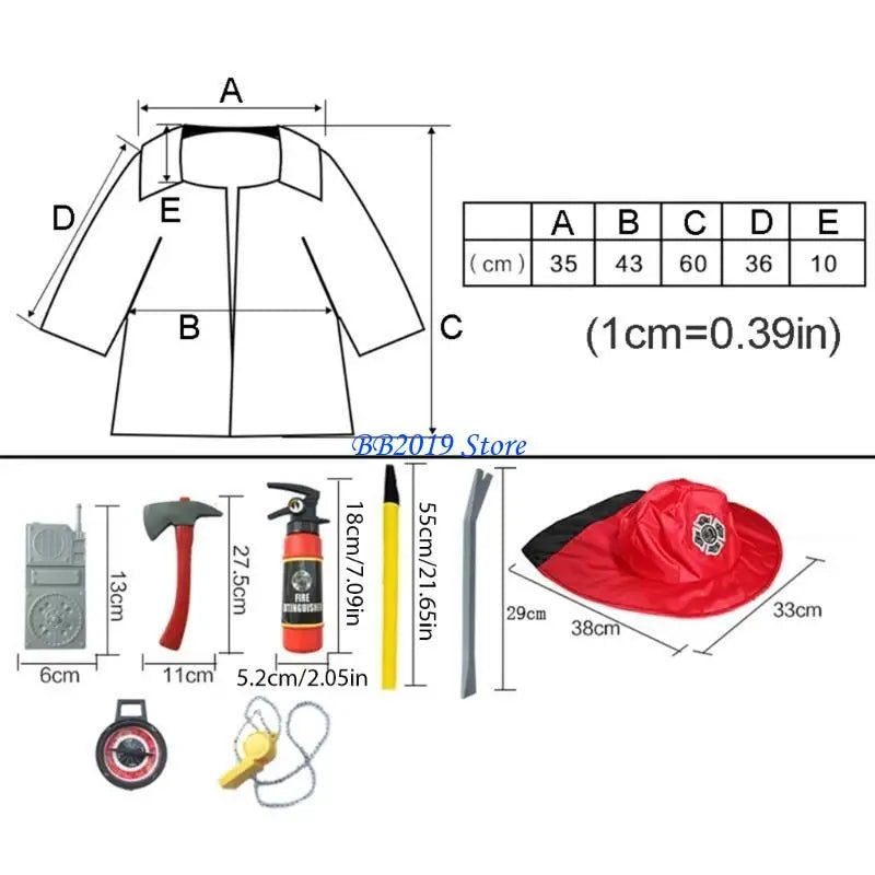 Kids Firefighter & Policeman Cosplay Costume – Career Pretend Play Uniform for Halloween Dress-Up & Role Play