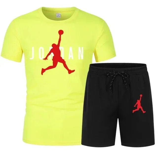 Men's Summer T-Shirt & Shorts Set – Printed Casual 2-Piece Sports Tracksuit for Jogging, Workout & Streetwear