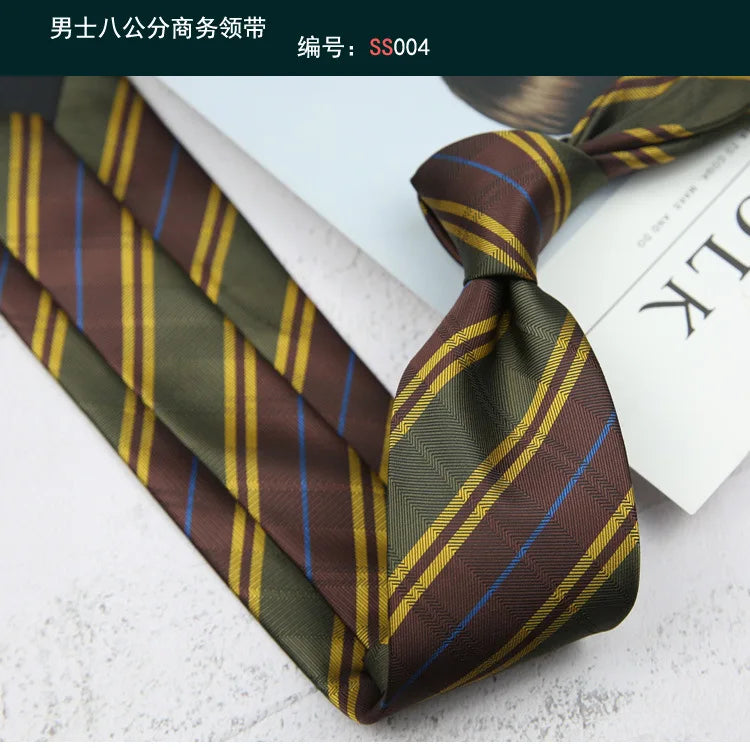 Corbata de hombre de 8 cm con rayas tejidas, formal de negocios para bodas, oficina y fiestas