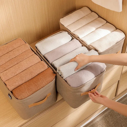 Thickened Clothes Storage Organizer – Foldable Wardrobe Storage Box for Pants, Sweaters, Jeans & Clothing, Drawer Organizer Cabinet Storage Container for Home Organization
