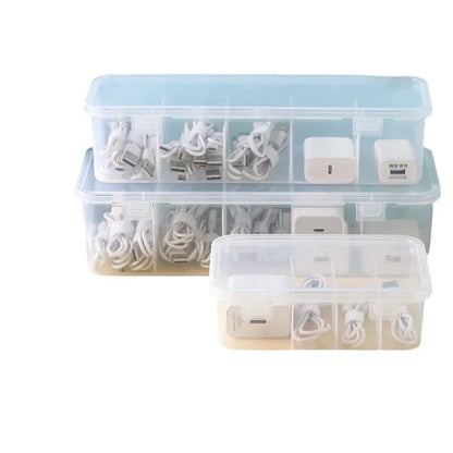 Transparent Cable Organizer Box – Dustproof Storage Case with Lid for Office, Home & Desk Organization