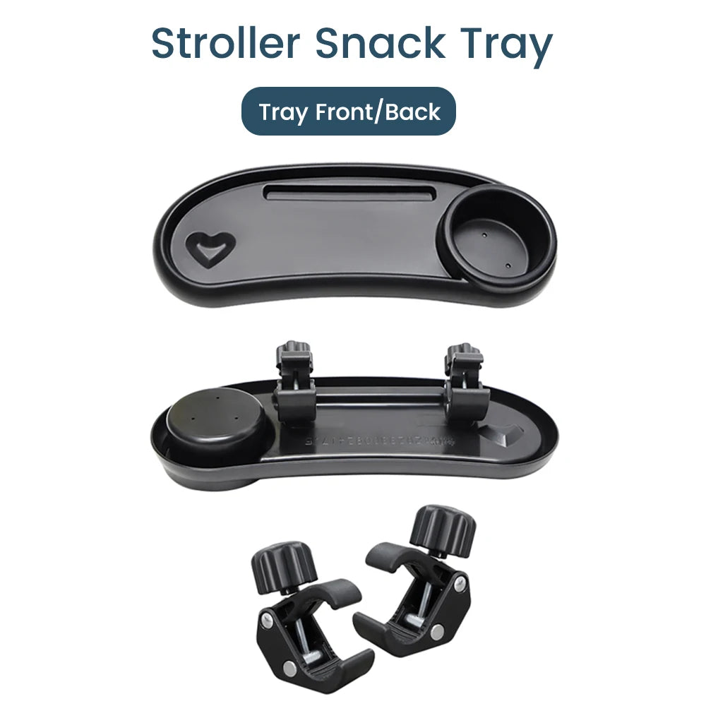 Bandeja Universal 3 en 1 para Cochecito – Organizador Ajustable con Portavasos y Soporte para Teléfono Compatible con la Mayoría de los Cochecitos de Bebé