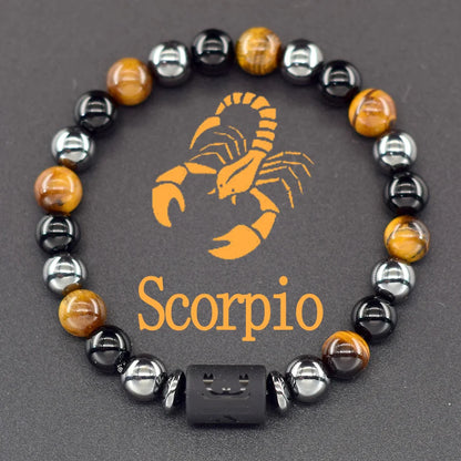 Pulsera de constelación de 12 signos del zodiaco – Brazalete con dije de astrología para hombres y mujeres | Regalo de joyería de amistad Aries, Virgo, Leo y Libra
