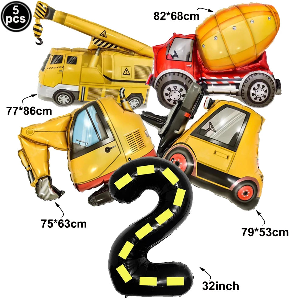 Construction Truck Birthday Party Tablecloth – Excavator & Engineering-Themed Table Runner for Boys' Construction Party Decorations