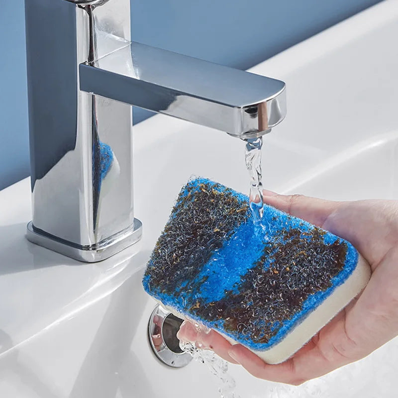 Brosse de nettoyage éponge de salle de bain – Outil de récurage multifonctionnel à long manche, brosse éponge amovible pour le nettoyage en profondeur des sols, baignoires, carrelages en céramique et surfaces domestiques