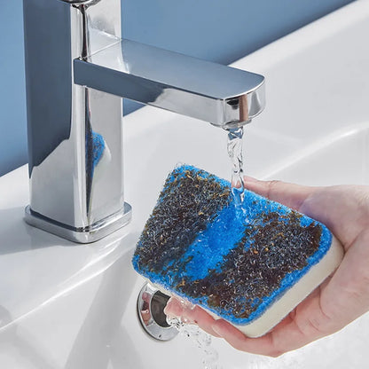 Brosse de nettoyage éponge de salle de bain – Outil de récurage multifonctionnel à long manche, brosse éponge amovible pour le nettoyage en profondeur des sols, baignoires, carrelages en céramique et surfaces domestiques