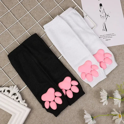Cute 3D Cat Paw Fingerless Gloves – Soft Silicone Paw Sleeves for Women | Kawaii Sun Protection Fashion Accessory