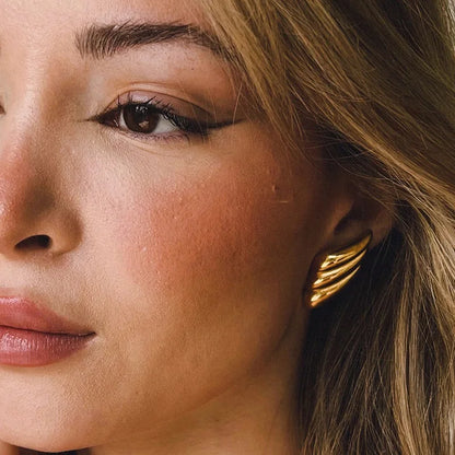 Pendientes de Moda Llamativos de Acero Inoxidable Chapado en Oro Círculo Geométrico Retorcido Vintage para Mujer