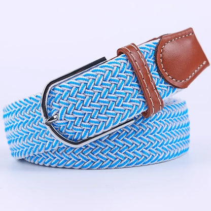 Ceinture élastique tressée unisexe en toile tissée, à boucle ardillon, pour jeans (107/120/130cm)