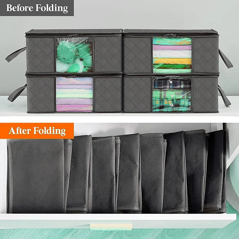 Bolsa de almacenamiento plegable de gran capacidad – Contenedor organizador de ropa y mantas para armarios, guardarropas y organización del hogar