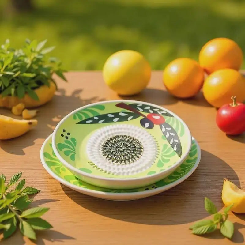 Handmade Ceramic Garlic Grater Plate – Kitchen Garlic Grinder & Mincer Tool for Fresh Garlic, Ginger & Spices