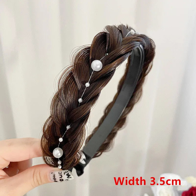 Diadema Bohemio Trenzado Sintético para Mujer Banda de Pelo Elástica para Fiestas y Cosplay