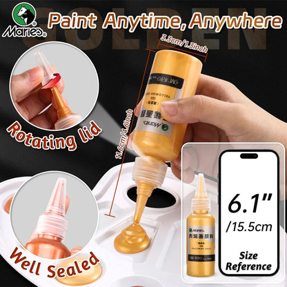 Marie’s Metallic Acrylic Paint Set – 5pcs Pearlescent Shimmer Colors for DIY Craft & Rock Painting