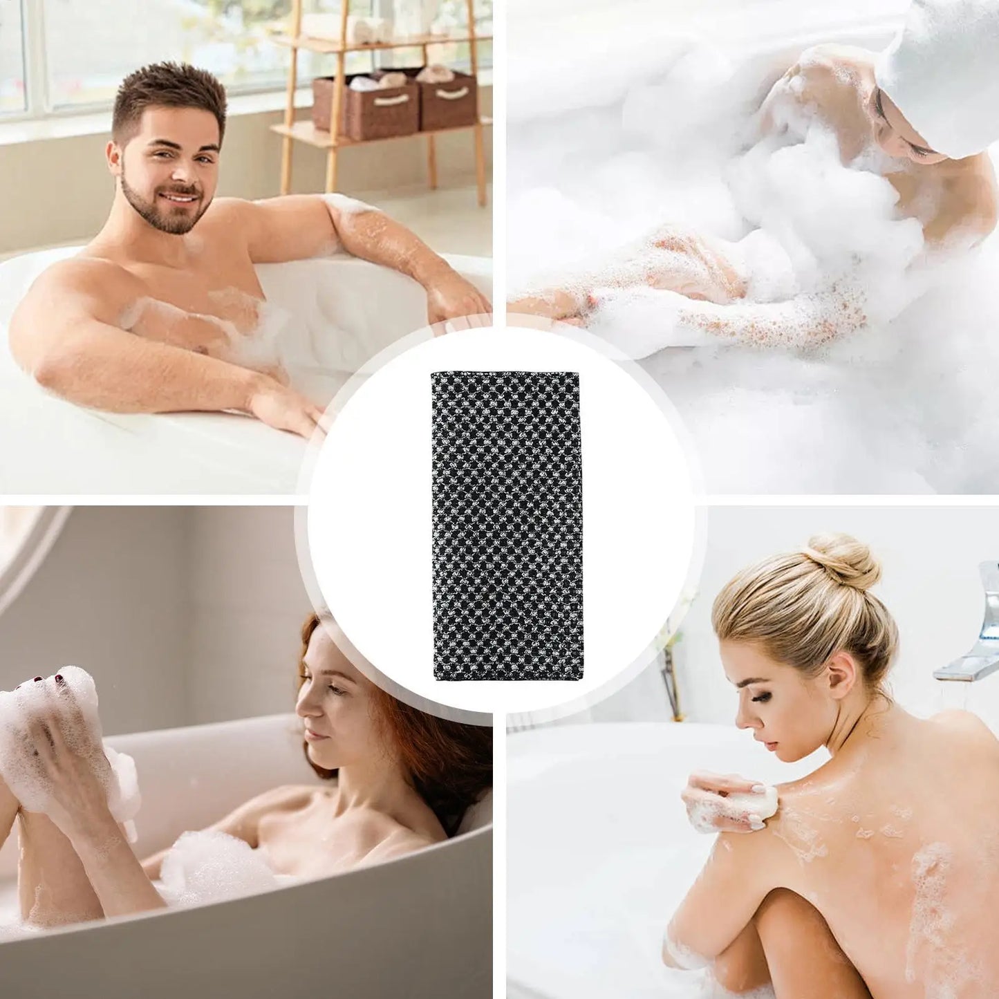 Toalla de baño exfoliante – Estropajo de espalda para el cuerpo, paño de lavado, esponja de ducha suave para limpieza profunda, exfoliación de la piel y accesorios de baño