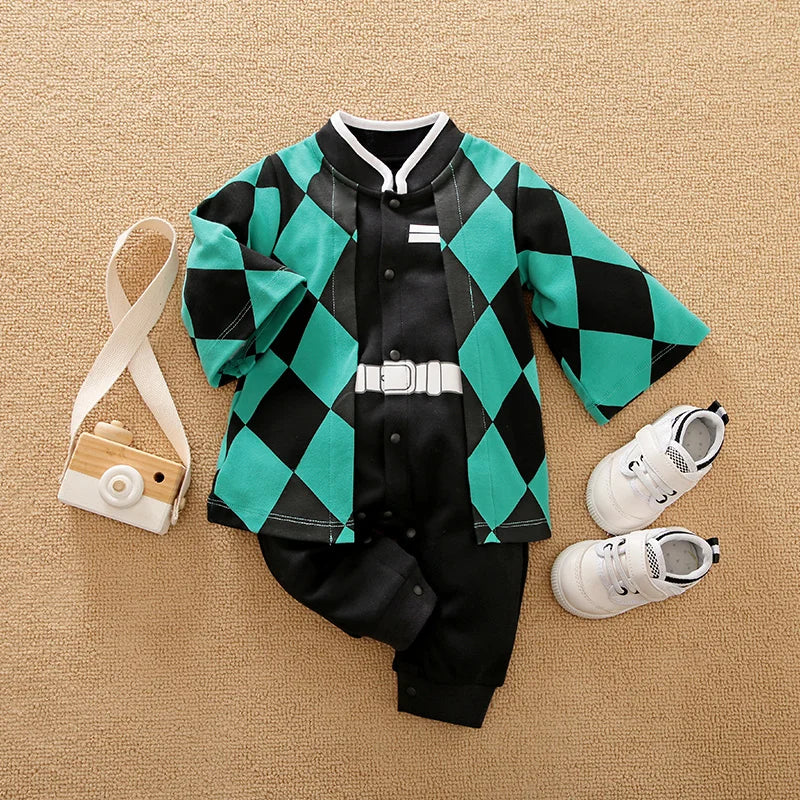 Newborn Baby Anime Cape-Style Bodysuit – Long Sleeve Cotton Romper for Boys & Girls, Cute Infant Outfit for Everyday Wear