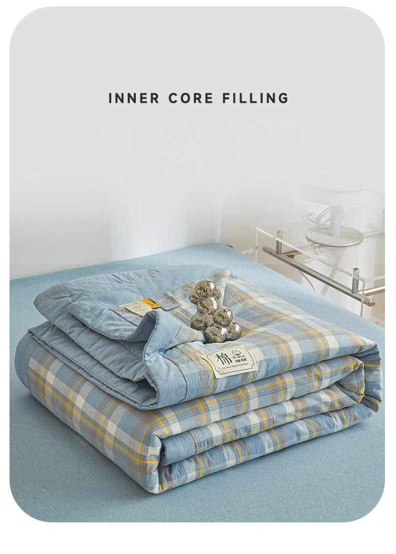 100% Cotton Summer Quilt – Lightweight Long Staple Cotton Comforter for Twin, Queen & Double Beds