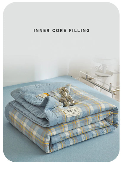 100% Cotton Summer Quilt – Lightweight Long Staple Cotton Comforter for Twin, Queen & Double Beds