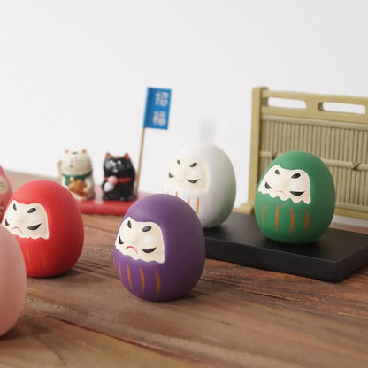 Japanese Daruma Doll Figurine – Traditional Ceramic Lucky Fortune Charm, Miniature Home Decor Ornament & Cultural Gift