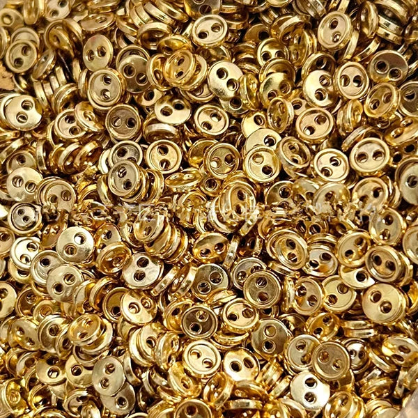 30 Mini-boutons métalliques (3-8 mm) – Boutons ronds à 2 trous pour vêtements de poupée DIY, couture, scrapbooking et loisirs créatifs