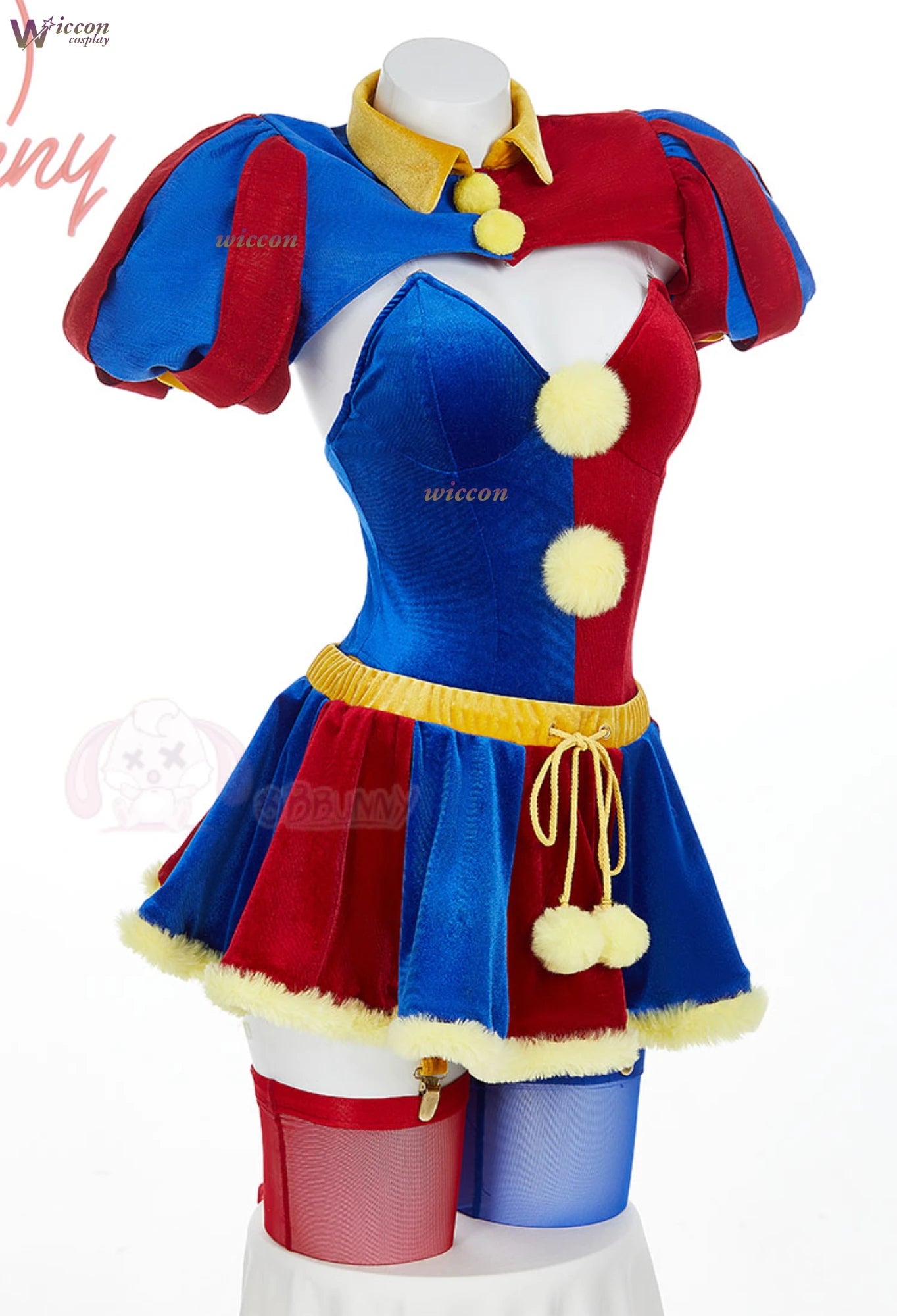 Clown Circus Cosplay Costume – Original Design Adult Set (Pomnii Wig, Hat, Velvet Skirt, Carnival/Christmas Outfit)